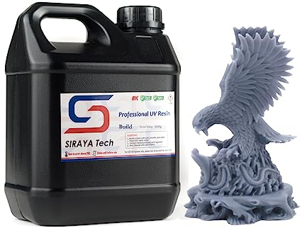 Siraya Tech Build 2kg 3D-Druckerharz Hochauflösendes Nicht sprödes klopfbares Engineeringharz Standard Photopolymer Rapid Resin für LCD DLP 3D-Druck (Schallgrau, 2 kg)
