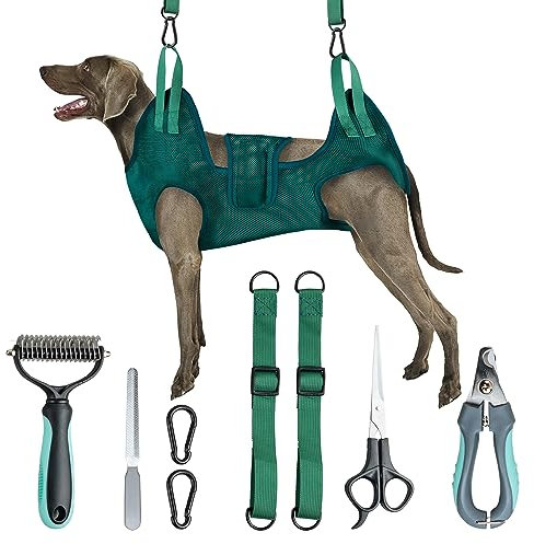 HealthPet Pro Dog Grooming Hammock for Large Dogs Including Dog Accessories Including Dog Nail Clippers, Dematting Comb, Nail File and Scissor - Dog and Cat Hammock for Grooming (Extra Large)