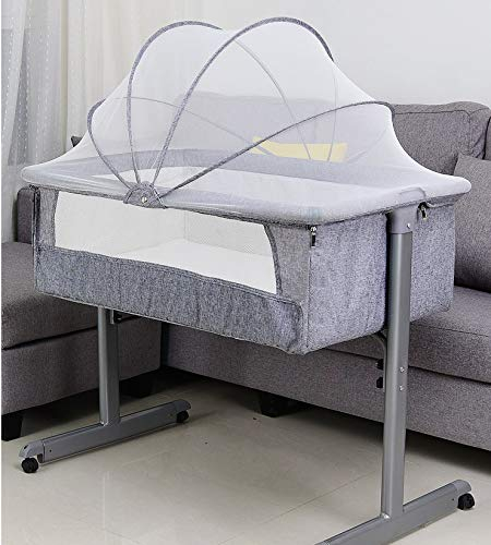 XDAILUYYDS Babybetten, Baby Beistellbett, mit Rollen Kinderbett, Reisebett Baby, Faltbare BabyBett für Baby mit weich Matratze, Tragbar, Baby-Spielbett mit Moskitonetz (96 * 57 * 77cm)