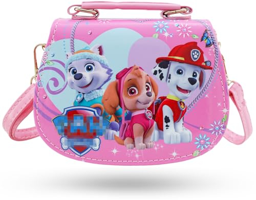 Heartsking Kinderhandtasche, Thema Hund Kinder Umhängetasche Rosa Dog Kinder Handtasche Mädchen mit Verstellbarem Gurt für Mädchen zum Ausgehen oder Reisen Geschenke für Mädchen