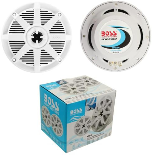 KIT SET PER BOSS AUDIO SYSTEMS MR52W 2 altoparlanti marini bianchi 2 vie 5,25 13 cm 130 mm, 75 watt rms 150 watt max, impermeabili, mare, piscina, barca, hotel, a coppia + accessori omaggio