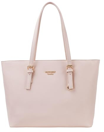 Princely London Shopper Beverly Medium - Stylische Handtasche Damen - Geräumige Shopper-Tasche mit Reißverschluss & Innenfächern - Nude