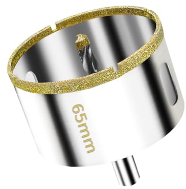 Meccion Diamond Hole Saw with Pilot Center Drill Bit 65mm Diamond Core Hole Cutter for Tile, Porcelain, Glass, Marble, Ceramic