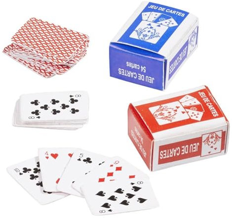 CREATIV DISCOUNT Miniatur Spielkarten, 2 Sets, rot und blau