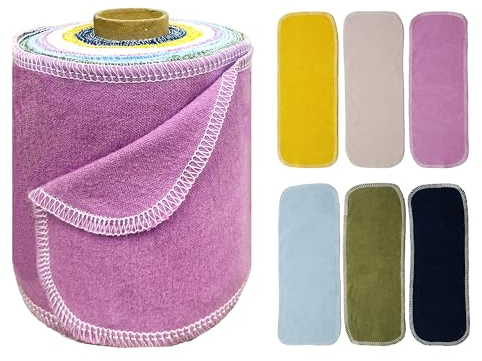 BreodyEco Reusable Toilet Paper - 30 Pcs Washable Bidet Towels Cloth Wipes -2 Sided Flannel Absorbent Colored Paperless Toilet Paper Towels Roll