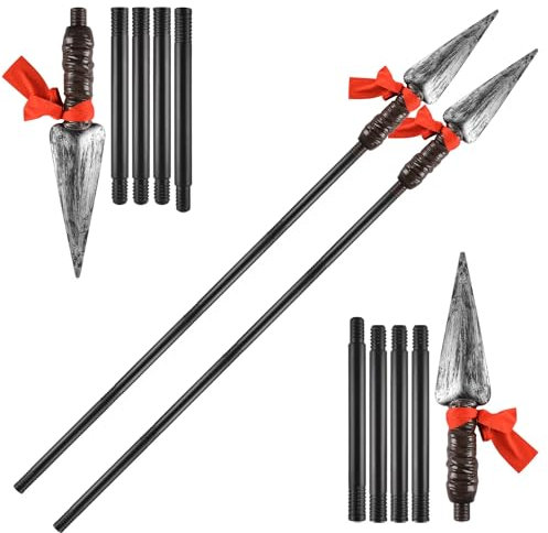ADORARE 2 Sets Ostern Großer Spartan Speer 152,4 cm Indianer Krieger Kunststoff Speer Requisite Römisches Kostüm Speer Waffe Schwarz, Schwarz, 60 inches
