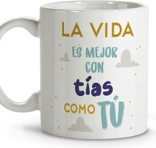 LolaPix Regalo sobrina. Tazas desayuno. Regalo tía. Regalos para mi tía. Taza cerámica 330 ml.