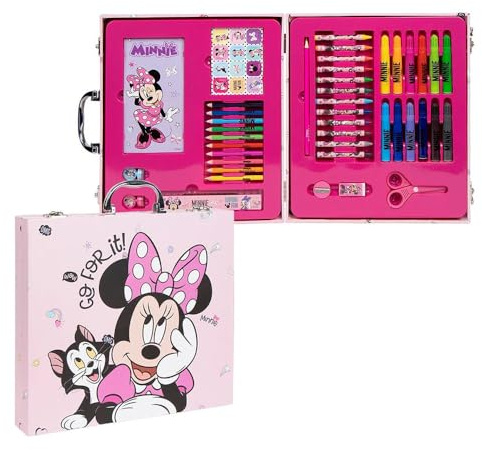 CERDÁ LIFE'S LITTLE MOMENTS Schreibwaren-Set inspiriert von Minnie - Rosa - 30 X 27 X 4 cm - Inklusive Mappe mit allem, was Sie zum Ausmalen brauchen - Originalprodukt in Spanien entworfen