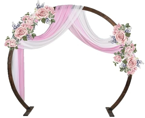 HESHEQ Hochzeitsbogen Rundbogen aus Holz Hochzeit Dekoration Backdrop Ständer rustikale Hochzeitslaube Zeremonie, Geburtstagsfeier, Bauernhaus-Dekoration 210 * 240cm