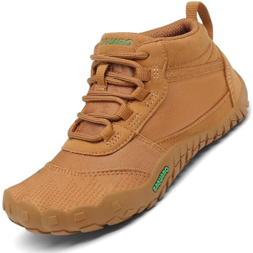 SAGUARO Enfants Chaussures Minimalistes Barefoot Respirantes Garçons Filles Chaussures de Trail Sneakers Marron 32 EU