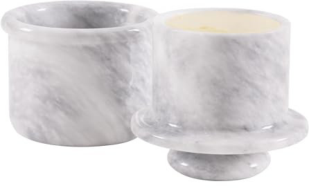Beurrier en marbre blanc de 10,8 cm, fait main, pour comptoir de cuisine, beurrier avec couvercle, porte-beurre