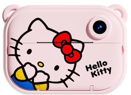 Hello Kitty - Fotocamera digitale e videocamera per bambini con stampa istantanea, con fotocamera per selfie di Kidamento, scheda di memoria da 32 GB - Modello P Hello Kitty