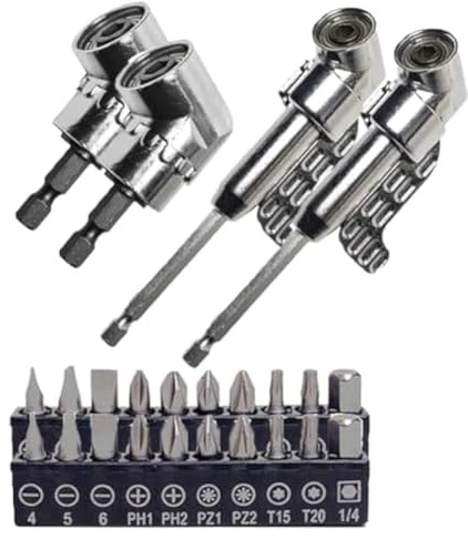 Erpmlyo Corner Tool Screw Hub, Multi-Function Bend Screwdriver Bit, 360° Rotatable 1/4in 3/8in 1/2in Socket Adapter Set