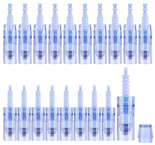 Kapokr 20 Stück Microneedling Nadeln 36 Pins Microneedling Pen Ersatz Derma Pen Bajonetttyp Dermapen Microneedling für Hautwiederherstellung Gerät (Einzeln Verpackt, Blau)