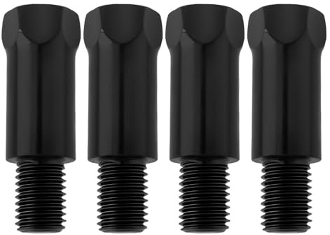 YINETTECH Motorrad-Spiegel-Adapter, M10 auf M10, im Uhrzeigersinn, konvertiert Gewindeadapter, 42,9 x 13,7 mm, Motorradhöhenverstellschraube, Schwarz, 4 Stück