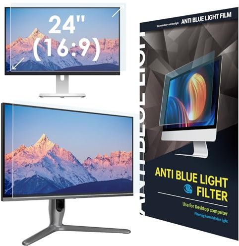 LAMA 24 Inch Universal Blue Light Blocking Screen Filter, WxH: 531mm x 298mm, 16:9, Computer Monitor Screen Protector, Anti Blue Light, Anti Glare, Anti-UV, Eye Protection, Reduce Eye Strain