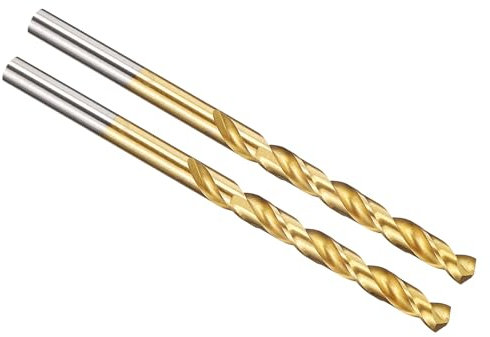 PATIKIL 4.2mm Foret Hélicoïdal, Forets à Métaux, Tige Droite Jobber Acier Rapide M2 135° Revêtu Nitrure de Titane (TiN), Mèche pour Métal Acier Inoxydable de Dureté Moyenne, 2 Pièces