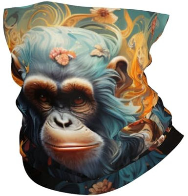 peiyeety Gesichtsmasken-Abdeckung, Halstuch, Schal, Bandanas, atmungsaktive Kopfbedeckung, Sturmhauben, Affe spielt Gitarre, Kunst, Weiß