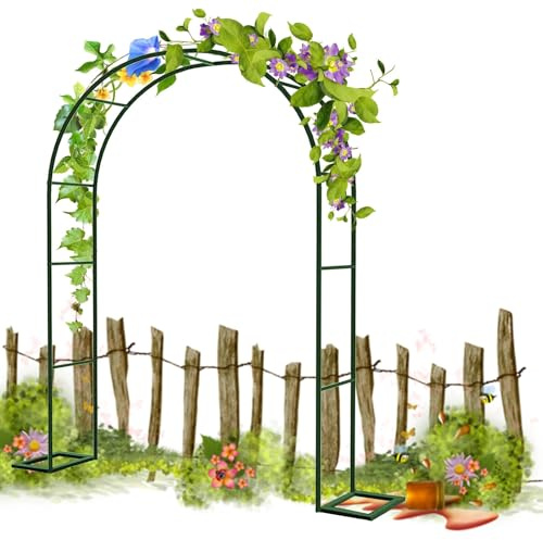 Pergolato da giardino nero in ferro per piante rampicanti, decorazione da giardino per interni ed esterni, arco per matrimoni, disponibile in 0,8 x 2,0 m, 1,4 x 2,3 m, 2 x 2,3 m, 2,8 x 2,2 m (verde, L