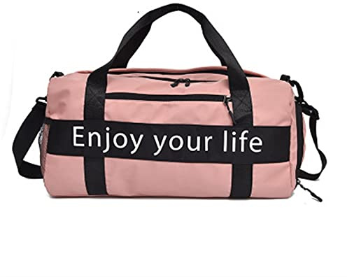 Sporttasche mit Nassfach Frauen Rosa Sporttasche Männer Schwarz Nylon wasserdichte Gymnastasche Unabhängige Schuhposition Gepäckaufbewahrung Handtasche Outdoor Reisetaschen(Pink)