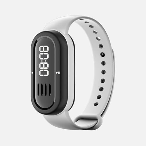 VBESTLIFE Bracelet Intelligent, Haut-Parleur Bluetooth, Lecteur MP3 avec Affichage Numérique LED, pour Sports de Plein Air, Course à Pied, Cyclisme, Sommeil (White)