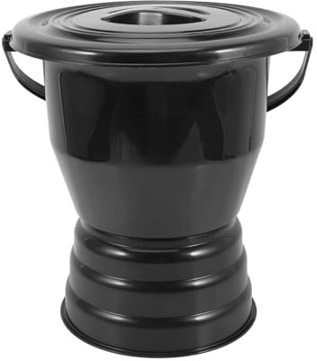 FashionCha Spucknapf, Urinal mit Deckel, Urintopf, Nachttopf, Töpfchen, Urineimer für Schlafzimmer, Frau, Schwarz