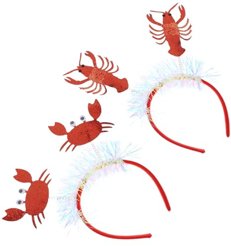 Toyvian 2er Set Kopfschmuck Hummer und Krabbe – kreative Kostüm-Haarbänder für Karneval, Party und Festival – Einheitsgröße, robustes Material
