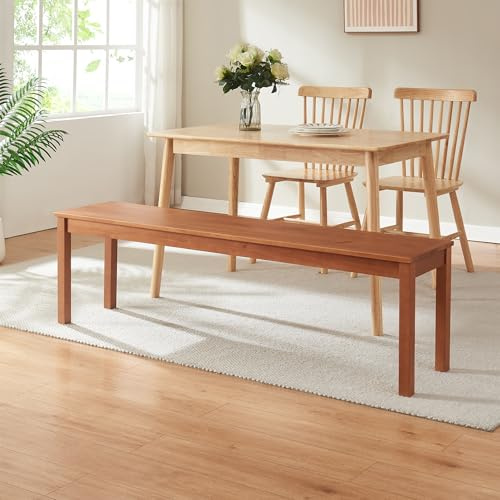 [en.casa] Esszimmerbank Trerunulu Sitzbank 140 x 35 x 45 cm Holzbank Bank für Esszimmer Küche Wohnzimmer Küchenbank Kiefernholz Essbank Walnussoptik