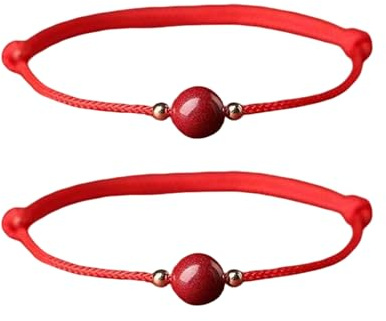 UZYXC 2 Braccialetti con Filo Rosso del Destino e Pietra di Corniola, Simbolo di Fortuna e Protezione per Coppie e Amici Stretti, Regalo di Valore Affettivo con Confezione Regalo