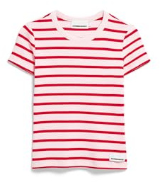 ARMEDANGELS Damen RIPP-T-Shirt aus Bio-Baumwoll Mix KARDAA Stripes Slim Fit Pink Mist-Mars Red M