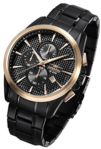 FIREFOX Adventurer FFS195-110 SCHWARZ Rose vergoldet Herrenuhr Edelstahl Chronograph Sicherheitsfaltschließe 10 ATM Prüfdruck