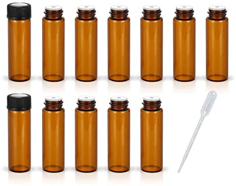 12 pezzi Set marrone flacone in vetro con tappo a vite piccolo mini vuoto olio trasparente flaconcino