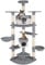 tectake® Tiragraffi per Gatti, Albero per Gatti con 2 Casette Bicolore, Tiragraffi Gatto con 2 Conche Orientabili, Albero Gatti con 3 Piattaforme, Cordicella Gioco Gatti, 204 cm - Grigio/Bianco