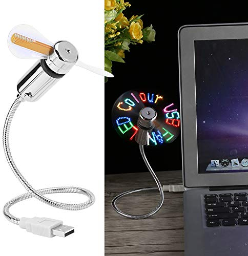 ASHATA Richer-R Flexibler USB Lüfter, Programmierbare LED, Schwanenhals Ventilator, Tragbar, Modern, 2.1W, 5V, PC Notebook