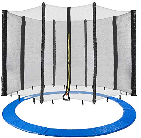 Arebos Trampolin Randabdeckung und Netz | Ersatznetz | Sicherheitsnetz | Gartentrampolin Trampolinnetz | Randabdeckung UV-beständig & wasserabweisend | 430 cm Netz für 8 Stangen