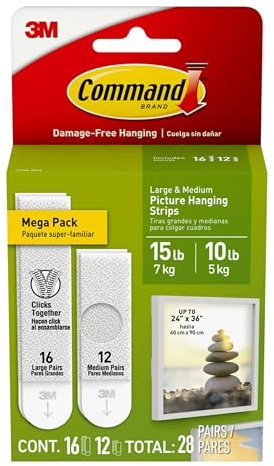 Command 3M Hanging Strips [Removable]: 5/8 in. x 2-3/4 in. (White) / Medium Size