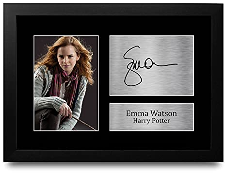 HWC Trading FR A4 Emma Watson Harry Potter Hermione Granger Cadeaux Imprimé Signé Autographe Photo pour les fans de cinéma - A4 Encadré