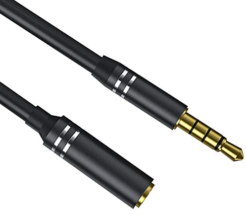 Jes, cavo audio da 1,8 m, da maschio a femmina, prolunga audio stereo Hi-Fi a 4 poli, cavo AUX da 3,5 mm, compatibile con tutti i dispositivi abilitati da 3,5 mm, 1,8 m