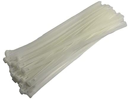 Plastic Releasable Cable Ties Premium Heavy Duty Large Reusable Zip Ties, 50-Pack (7.6mmx370mm, Natural)