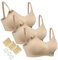 HOFISH Confezione da 3 reggiseni per allattamento senza cuciture, taglie S-XXL, con estensori e clip extra, 05 Tinta unita: Beige X 3, S