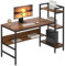 Dripex Computer Desk with 4 Tier Storage Shelves - 41.7 Inch Student Study Table with Bookshelf Modern Wood Desk with Steel Frame Home Office Workstation(Walnut)
