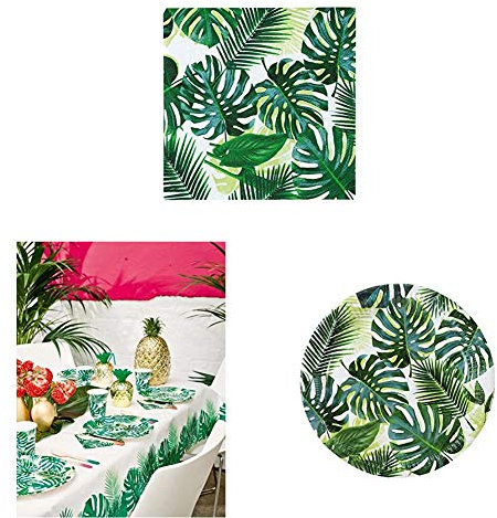 Talking Tables Paper Cocktail Napkins, Tablecover, Plates | Tropical Luau Palm Leaf Hawaiian Party Tableware Decorations for Birthdays, Picnic or Garden BBQ Parties