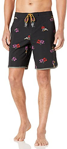 Billabong Men's 73 Lo Tides Boardshort, 4-Way Performance Stretch, 19 Inch Outseam, Black, 30