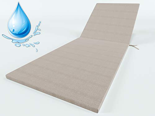 ALOHA Liegenauflage Auflage Polster für Gartenliege Liegestuhl Sonnenliege Liege Kissen Sonnenliege Strandliege (Wasserabweisend Beige / 190x54x4cm / 2 Stück)