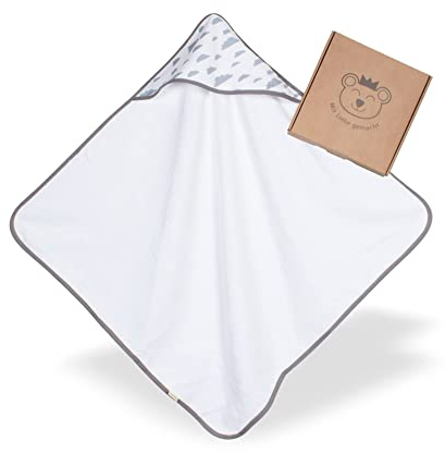 kolibri Baby-Handtuch mit Kapuze | 75 x 75 cm | 100% Baumwolle | Oeko TEX 100 | Kliniklieferant Nr. 1 | Unisex I Geschenk zur Geburt I Wolke I