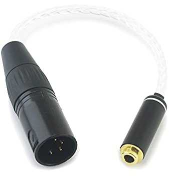 HansnBy Câble adaptateur audio XLR 4 broches mâle vers femelle équilibrée 4,4 mm 6N OCC cuivre monocristal plaqué argent