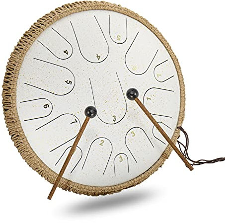 Tongue Drum, Stahlzungen-Trommel, 14 Zoll 15-Ton-D-Tonart, Handpan-Trommel mit Trommelstöcken, Tasche, Fingerabdeckung, Meditation Yoga Klangheilung