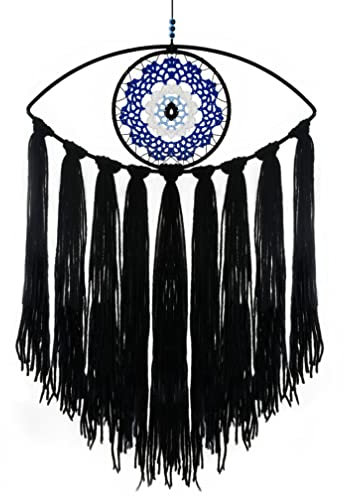 Holgmren Traumfänger mit bösem Blick, schwarzer Traumfänger für Wohnheim, böser Blick, Wandbehang für Hexe, dunkle Dekoration, gotische Wanddekoration, Ornament, Handwerk, Geschenk (schwarz)