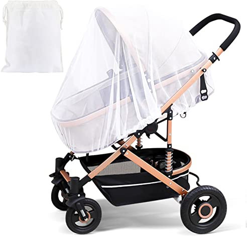 Berdso Moustiquaire Poussette Protection Anti-Insectes Moustiquaire Bebe Universelle pour Poussette, Landau, Auto-siège, Lit Parapluie