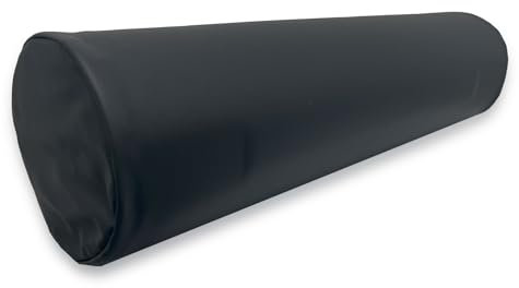 QUIRUMED Cuscino a rullo, 55 x 15 cm, colore nero, similpelle, imbottitura in schiuma, per yoga, fitness, massaggio